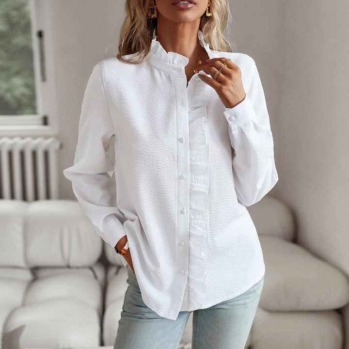 Bluse dame stribet sommer skjortebluse