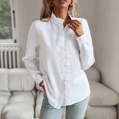 Bluse dame stribet sommer skjortebluse